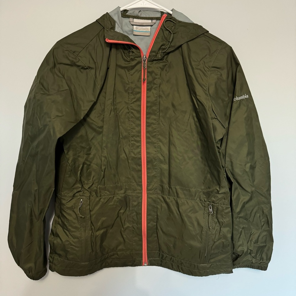 Columbia Olive Green Hooded Windbreaker Jacket